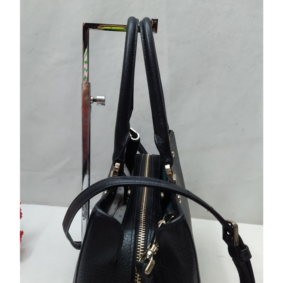 Kate Spade New York Black Leather Double Handles Zipper Closure Satchel Bag - Picture 6 of 16